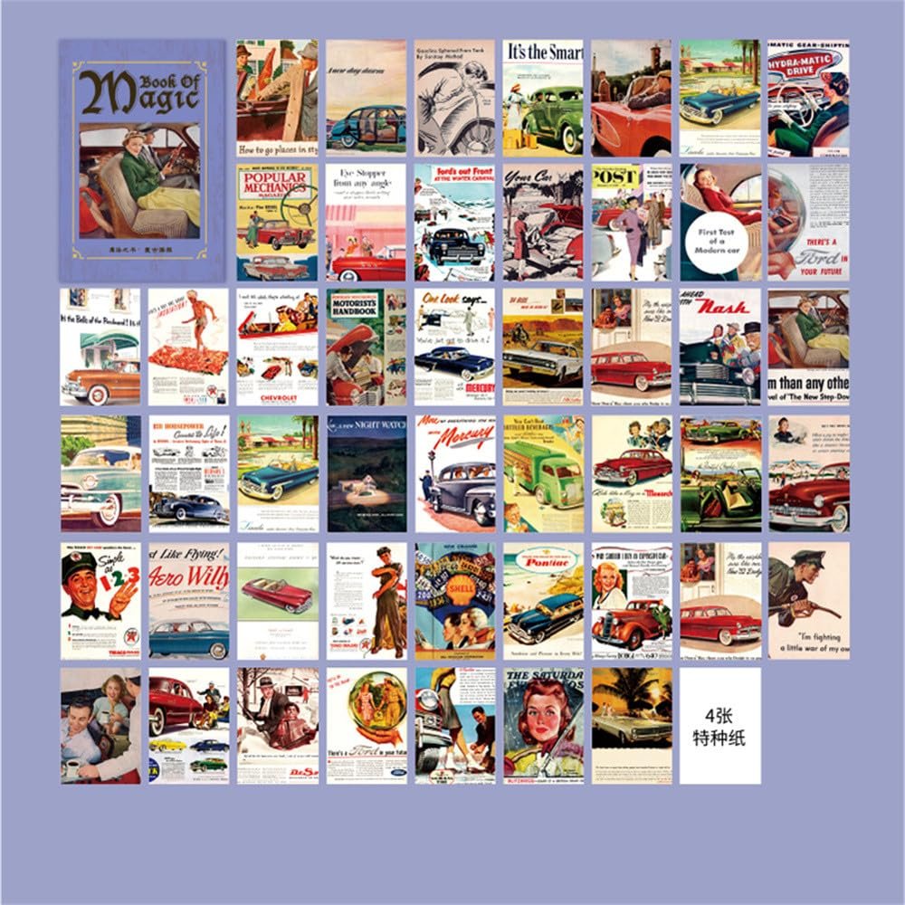 ZXMNBH Paper for Scrapbooking Kit Retro Poster Collage Diary Planner Materials Adults Junk Journaling Decor Supplies 100 Pcs/Pack