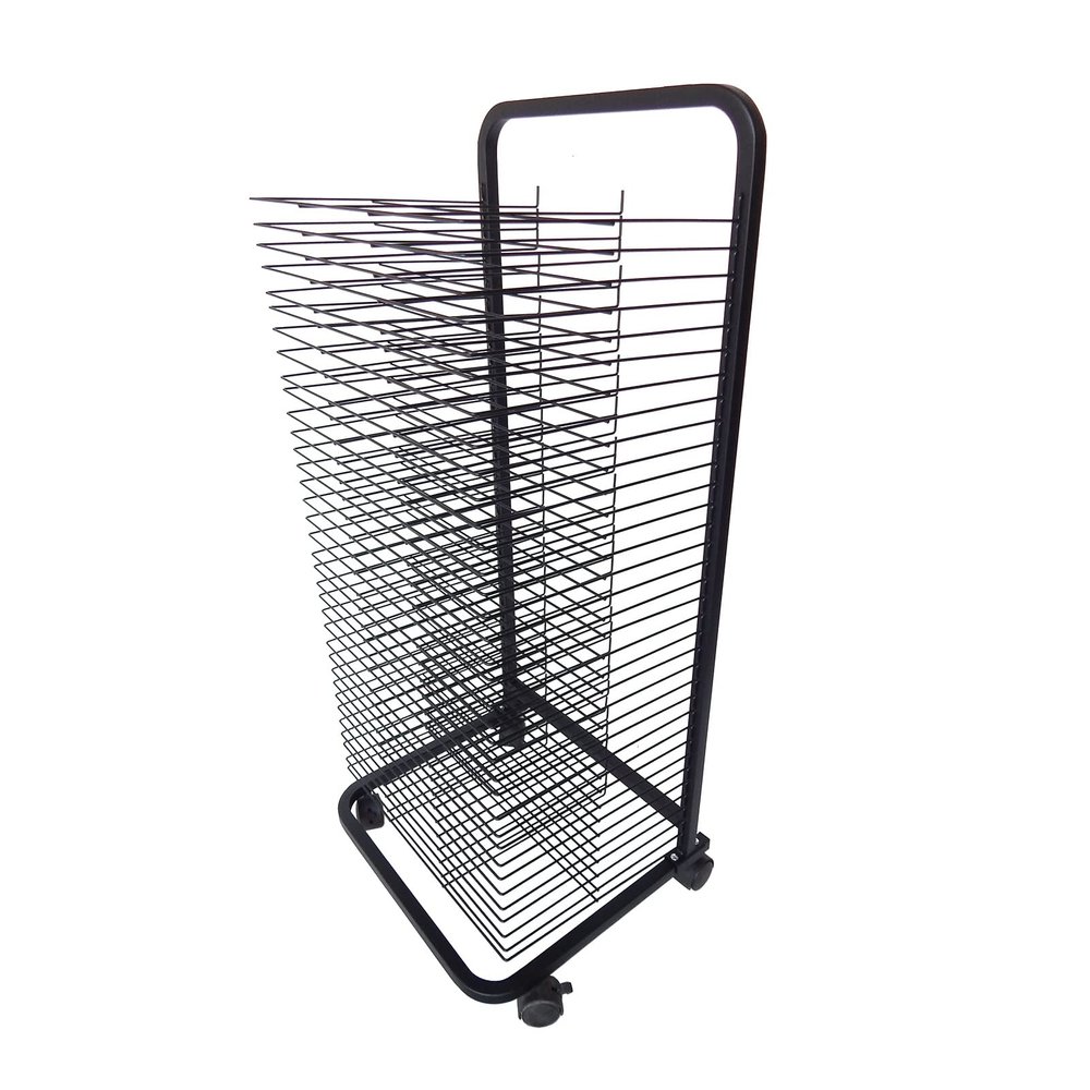 Katzowen Art Drying Rack for Art Studios & Classrooms, Metal Artwork Storage Display Rack Mobile Art Drying Rack for Classrooms, Art Studios, 35 Shelves, 17.3 X 16.5 X 41.7 Inches, Black