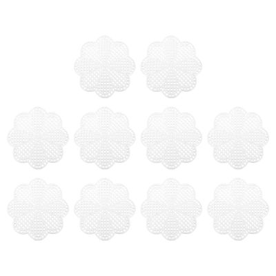 PATIKIL Plastic Mesh Canvas Sheets,10Pcs 3.12inch Cross Needlework Blank Yarn Crafting for Embroidery DIY Bookmarks Cup Mats, White, Flower Shape
