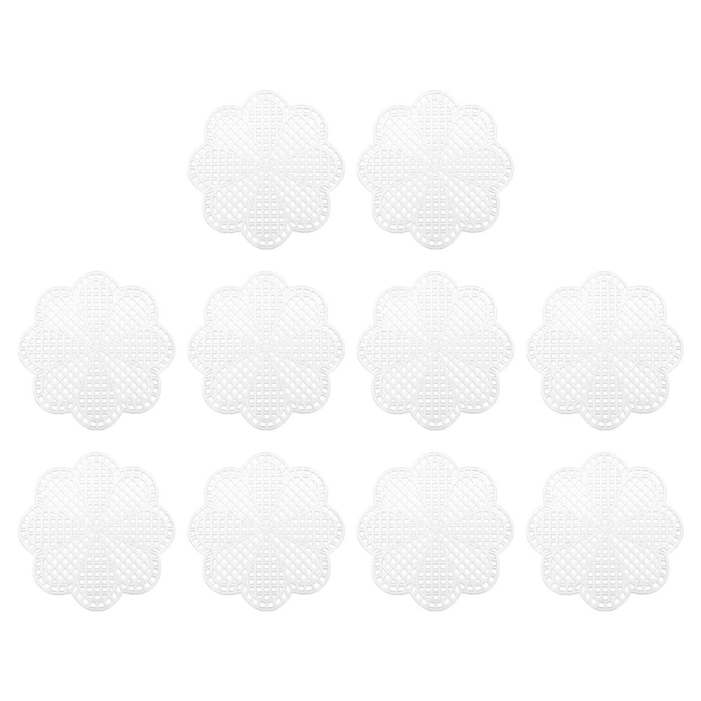 PATIKIL Plastic Mesh Canvas Sheets,10Pcs 3.12inch Cross Needlework Blank Yarn Crafting for Embroidery DIY Bookmarks Cup Mats, White, Flower Shape
