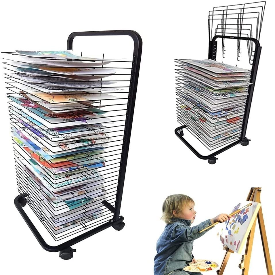 Art Drying Rack for Art Studios & Classrooms, 3 Sizes Mobile Art Drying Racks - Flexible Shelves, Art Carts with Universal Wheels are Ideal for Classroom Art Studios and Home Use, Drying & Print Racks
