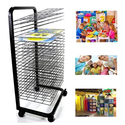 Art Drying Rack for Art Studios & Classrooms, 4 Sizes Mobile Art Drying Rack, Toddlers Rolling Art Cart & Metal Organizer, Multi-Purpose Kids Art Station/Easel, for Classroom/Homeschool/Playroom Use (