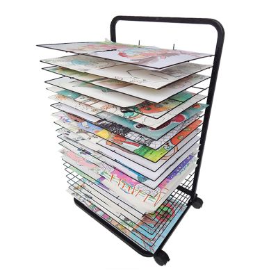 Art Drying Rack for Art Studios & Classrooms, Drying Rack, Mobile Art Drying Rack with Wire Shelves for Works of Art, Black Powder Coated Finish, Ideal for Schools and Art Clubs, Easy Moving with Roll