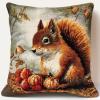 Squirrel & Nuts Latch Hook Kits Pillow DIY Rug Crochet Hook Cushion Making Kits Printed Color Pattern Canvas Pillowcase Hooking Kits Pillow Cover Starter DIY Crochet Kits 43x43cm(P19) view 1