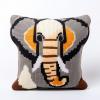 Elephant Latch Hook Kits Pillow DIY Rug Crochet Hook Cushion Making Kits Printed Color Pattern Canvas Pillowcase Hooking Kits Pillow Cover Starter DIY Crochet Kits 43x43cm(P15) view 1