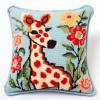 Cartoon Giraffe Latch Hook Kits Pillow DIY Rug Crochet Hook Cushion Making Kits Printed Color Pattern Canvas Pillowcase Hooking Kits Pillow Cover Starter DIY Crochet Kits 43x43cm(P130) view 1