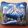 Snowman Mountains Latch Hook Kits Pillow DIY Rug Crochet Hook Cushion Making Kits Printed Color Pattern Canvas Pillowcase Hooking Kits Pillow Cover Starter DIY Crochet Kits 43x43cm(P07) view 1