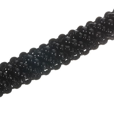 PATIKIL 5 Yard Faux Pearl Lace Ribbon, 0.43" Wide Pearl Fringe Applique Embroidered Pearl Bead Lace Trims for Wedding Party Home Decoration Sewing Craft, Black