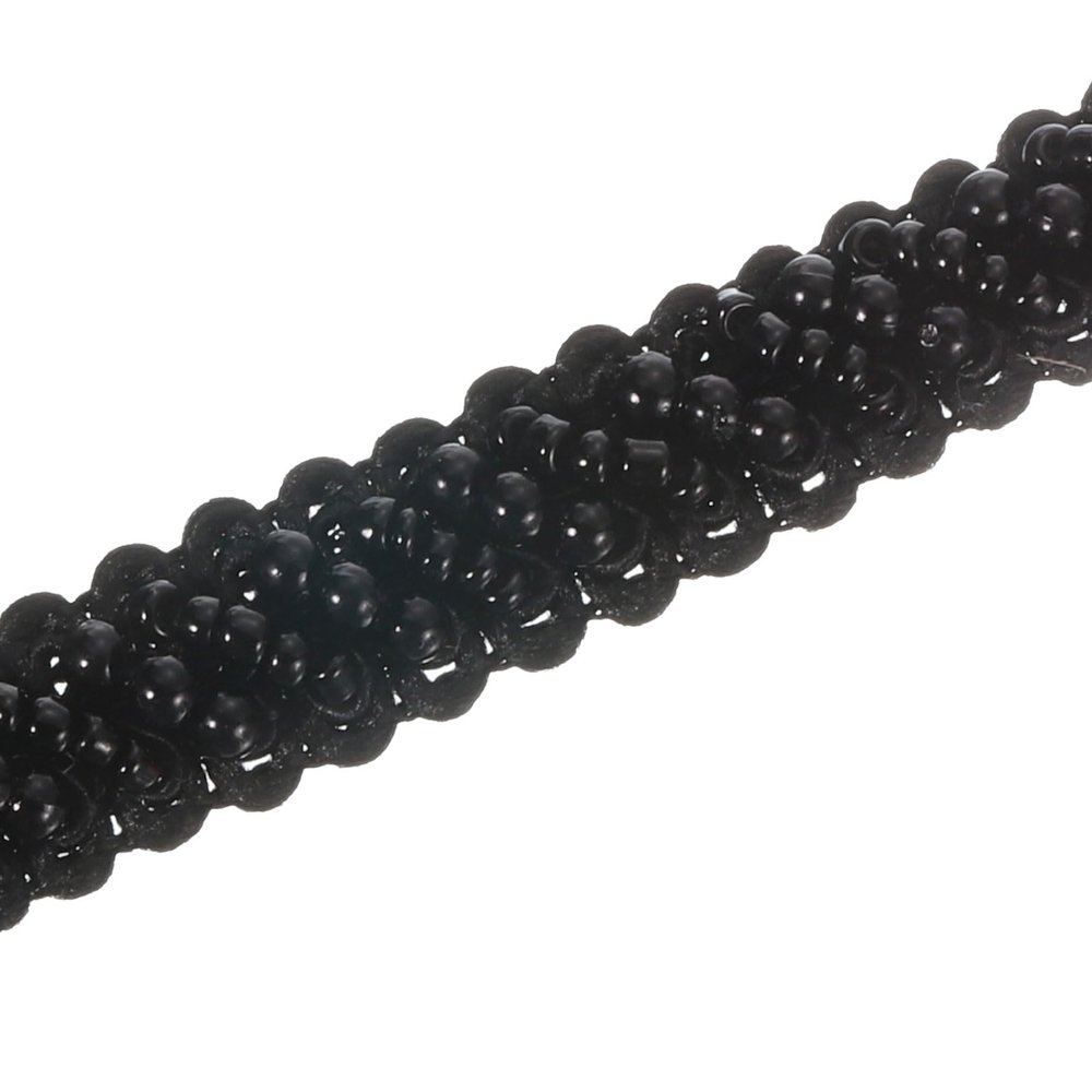 PATIKIL 5 Yard Faux Pearl Lace Ribbon, 0.43" Wide Pearl Fringe Applique Embroidered Pearl Bead Lace Trims for Wedding Party Home Decoration Sewing Craft, Black