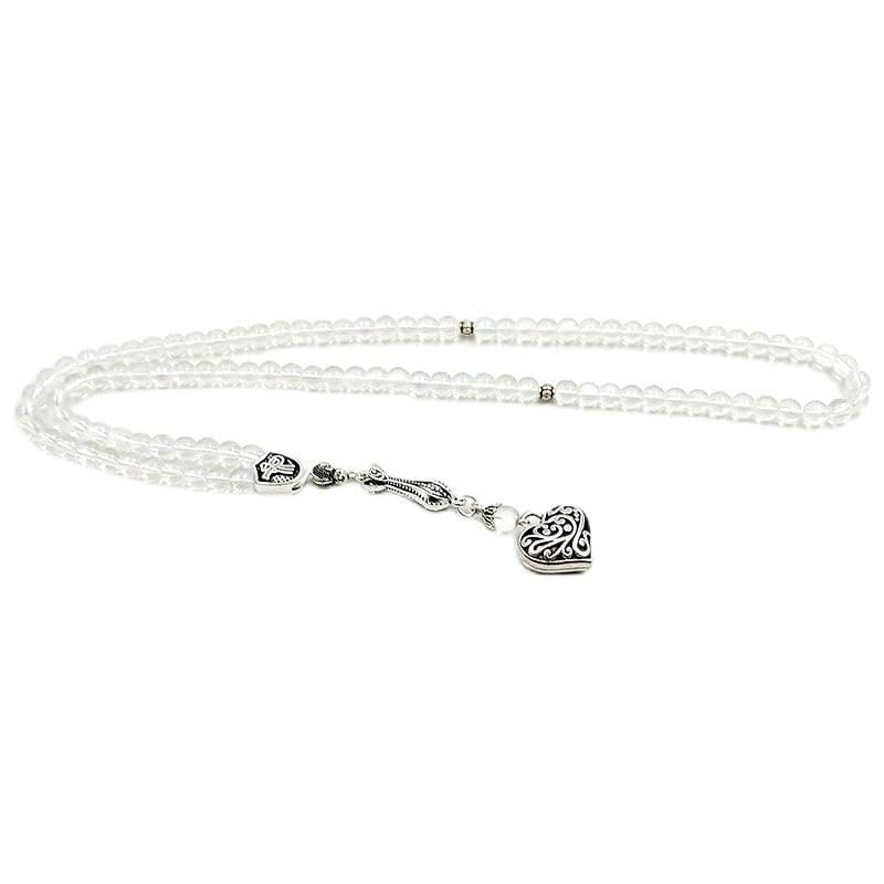 ALBASHAN Tasbih 6mm 99 white crystal stone prayer beads Muslim Eid ramadan gift misbaha bracelet Islamic accessories Rosary (6mm 99beads)