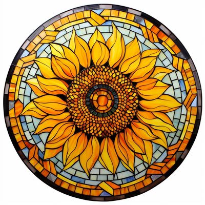 DIY Stamped Cross Stitch Kits Stained Glass Mandala Sunflower for Beginners Easy 11CT Needlepoint Embroidery Counted Cross Stitch Kits Art Craft Wall Decoration and Gift 40x40cm
