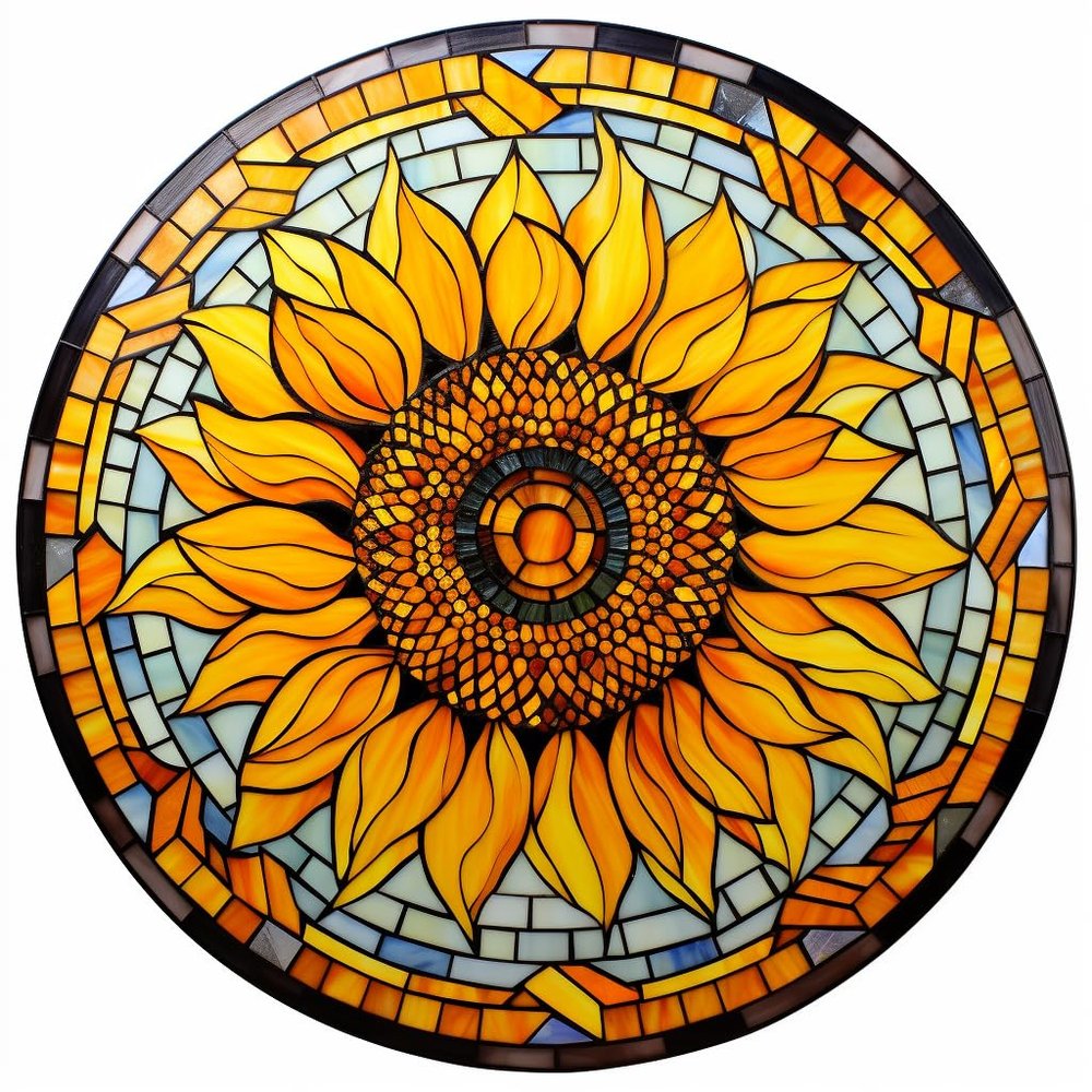 DIY Stamped Cross Stitch Kits Stained Glass Mandala Sunflower for Beginners Easy 11CT Needlepoint Embroidery Counted Cross Stitch Kits Art Craft Wall Decoration and Gift 40x40cm