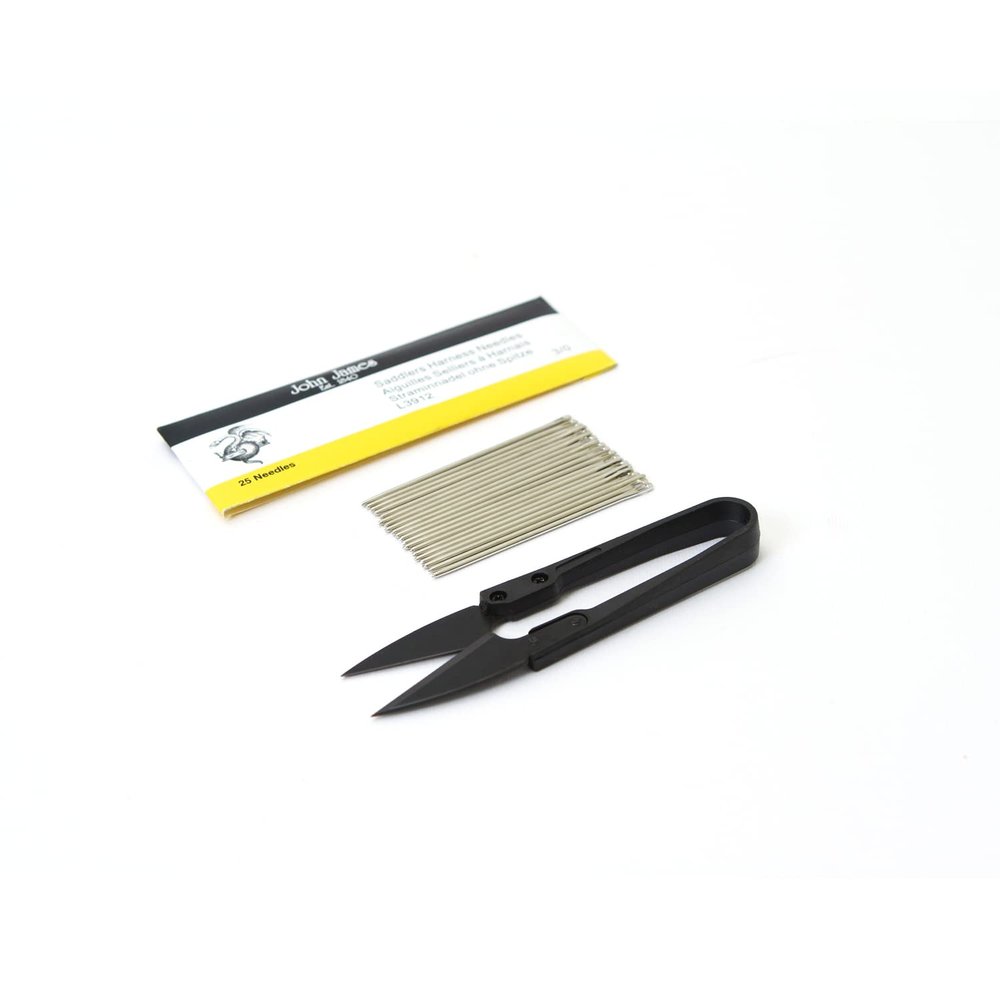 John James Saddlers Harness Needles Blunt Tip for Leather Sewing (Pack of 25) + Clippers - Size (3/0) + Clippers