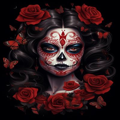 DIY Stamped Cross Stitch Kits for Beginners Halloween Sugar Skull Girl Flower Butterfly 11CT Needlepoint Embroidery Counted Cross Stitch Kits Art Craft Wall Decoration 50x65cm(9)