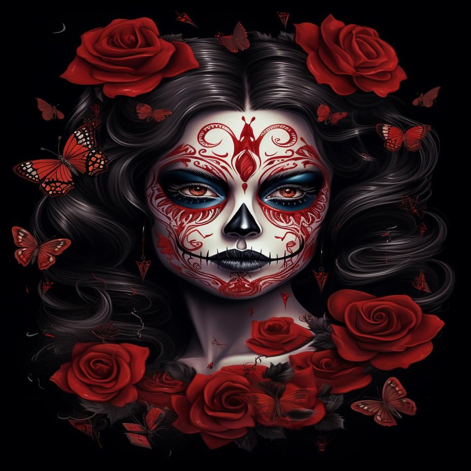 DIY Stamped Cross Stitch Kits for Beginners Halloween Sugar Skull Girl Flower Butterfly 11CT Needlepoint Embroidery Counted Cross Stitch Kits Art Craft Wall Decoration 50x65cm(9)