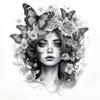 DIY Stamped Cross Stitch Kits for Beginners Black and White Woman with Flower and Butterfly 11CT Needlepoint Embroidery Counted Cross Stitch Kits Art Craft Wall Decoration 50x50cm(8) view 1