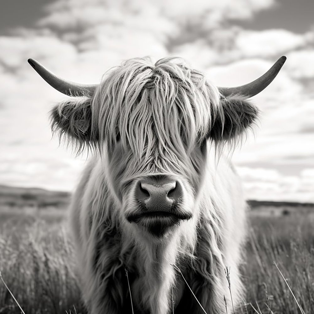 DIY Stamped Cross Stitch Kits for Beginners Black and White Highland Cow 11CT Needlepoint Embroidery Counted Cross Stitch Kits Art Craft Wall Decoration 50x65cm(1)