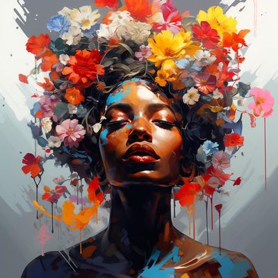 DIY Stamped Cross Stitch Kits for Beginners Abstract African Woman Colorful Flower 11CT Needlepoint Embroidery Counted Cross Stitch Kits Art Craft Wall Decoration 50x65cm(11)