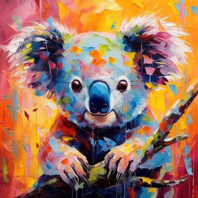 DIY Stamped Cross Stitch Kits Colorful Trextured Cute Koala for Beginners Easy 11CT Needlepoint Embroidery Counted Cross Stitch Kits Art Craft Wall Decoration 50x50cm(3)