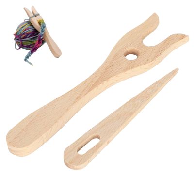 Weaving Loom Wooden, Rug Making Kit Lucet Fork Big Eye Needle Braider Craft Tools for DIY Knitted Crafts Wood Weaving Crochet Needle Hand Loom Stick Wooden Knitting Fork Eye Needle Tapestry Tool