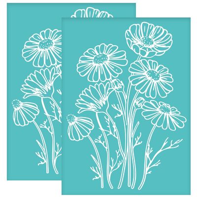 OLYCRAFT 2Pcs 5.5x7.7 Inch Blooming Daisies Self-Adhesive Silk Screen Printing Stencil April Daisy Silk Screen Stencil Wildflowers Reusable Mesh Stencils Transfer for DIY T-Shirt Fabric Painting