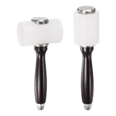 HARFINGTON 2pcs 8.3Inch Leather Carving Hammer Wooden Handle Nylon Hammer Straight Head and T-Shaped Head Leathercraft Mallet Tool for DIY Stamping Sew Leather Cowhide, Brown