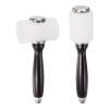 HARFINGTON 2pcs 8.3Inch Leather Carving Hammer Wooden Handle Nylon Hammer Straight Head and T-Shaped Head Leathercraft Mallet Tool for DIY Stamping Sew Leather Cowhide, Brown view 1