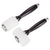 HARFINGTON 2pcs 8.3Inch Leather Carving Hammer Wooden Handle Nylon Hammer Straight Head and T-Shaped Head Leathercraft Mallet Tool for DIY Stamping Sew Leather Cowhide, Brown view 3