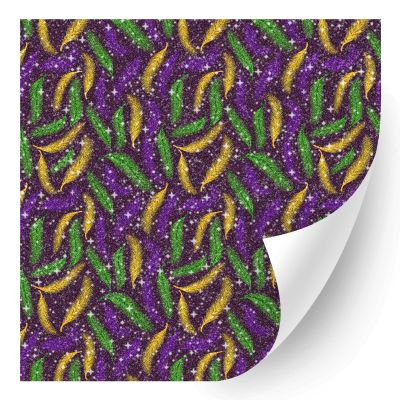 HTV4U Glitter Mardi Gras Heat Transfer Vinyl (Rasta Mardi Gras, 12" x 12") - Heat Transfer Paper, Iron on Vinyl, Printed Patterns for Shirt, Heat Press Machine