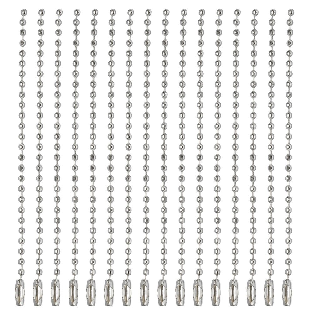 MECCANIXITY Ball Bead Chain Beaded Necklace Chains 4 Inch Adjustable Metal Ball Chains 2.4mm/0.1inch Keychain for Jewelry Making,DIY Craft Projects,Pack of 50(Silver)