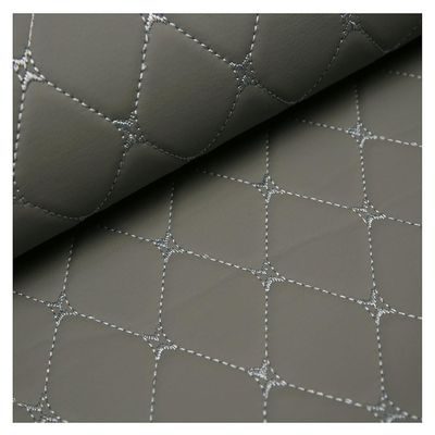 Faux Leather Quilted Fabric Leather Vinyl Fabric Stitched Boat Outdoor Upholstery Fabric Quilted Auto Headliner Headboard Fabric Diamond 140cm Wide/55.1" Wide (Color : Grey Diamond Grid, Size : 1.4X