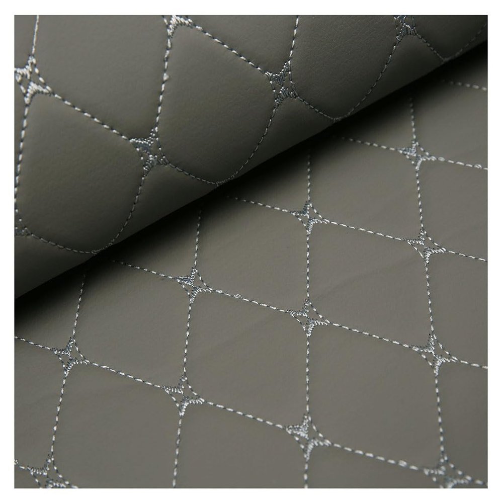 Faux Leather Quilted Fabric Leather Vinyl Fabric Stitched Boat Outdoor Upholstery Fabric Quilted Auto Headliner Headboard Fabric Diamond 140cm Wide/55.1" Wide (Color : Grey Diamond Grid, Size : 1.4X