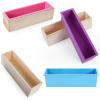 Ziliny 3 Pcs 42oz Soap Loaf Mold Flexible Rectangular Silicone Soap Molds Wood Box Tray Making Supplies for Homemade Craft DIY Tool(Purple, Pink, Blue) view 1