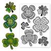 CHGCRAFT St. Patrick's Day Silicone Stamps: Four Leaf Clover Mandala Background Transparent Stamps for St. Patrick's Day Card Making DIY Scrapbooking Photo, 4.3x6.3inch view 1