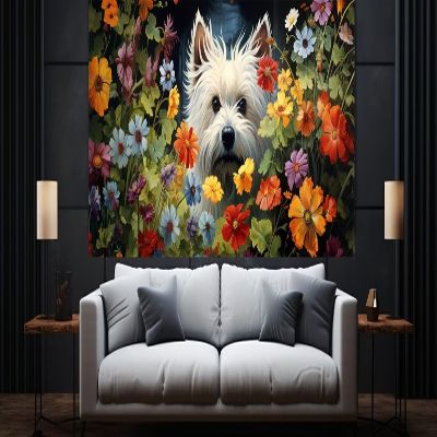 Flower and Puppy Diamond Painting Kits for Adults, 5D Diamond Art, DIY Paint by Numbers, Large Diamond Dot, Full Square Drill Diamond Paintings, Embroidery Craft, Home Room Wall Decor (12x24In),Z268