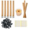 30 Sets Double-Layered Smokeless Cherry Wood Candle Wicks, Long Lasting Flame, Easily Burn, Candle Cores with Stand and Glue Dot, Warning Label for DIY Candle Making view 1