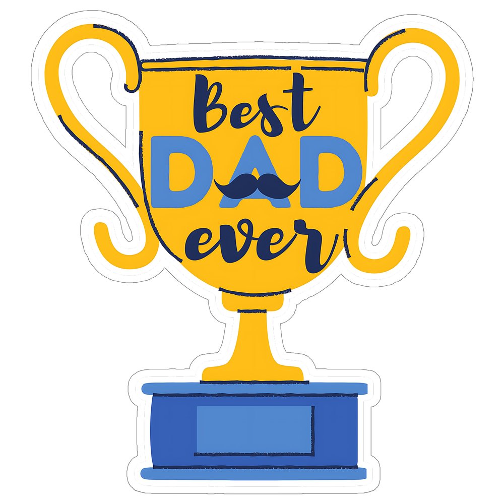 Best Dad Ever Sticker 4 Inch Proud Father - Waterproof Vinyl Decal for Laptop Water Bottle Car Tumbler - Durable Funny Aesthetic Long-Lasting Stickers for Adults ID44990