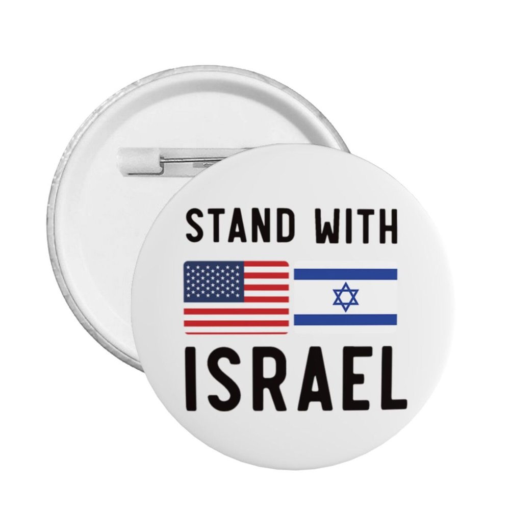 1 PCS Round Badges, Support Israeli, Stand with Israel USA Flags Button Pins Buttons Badges Pins for Women Button Pins Brooch Pins for Men Medium