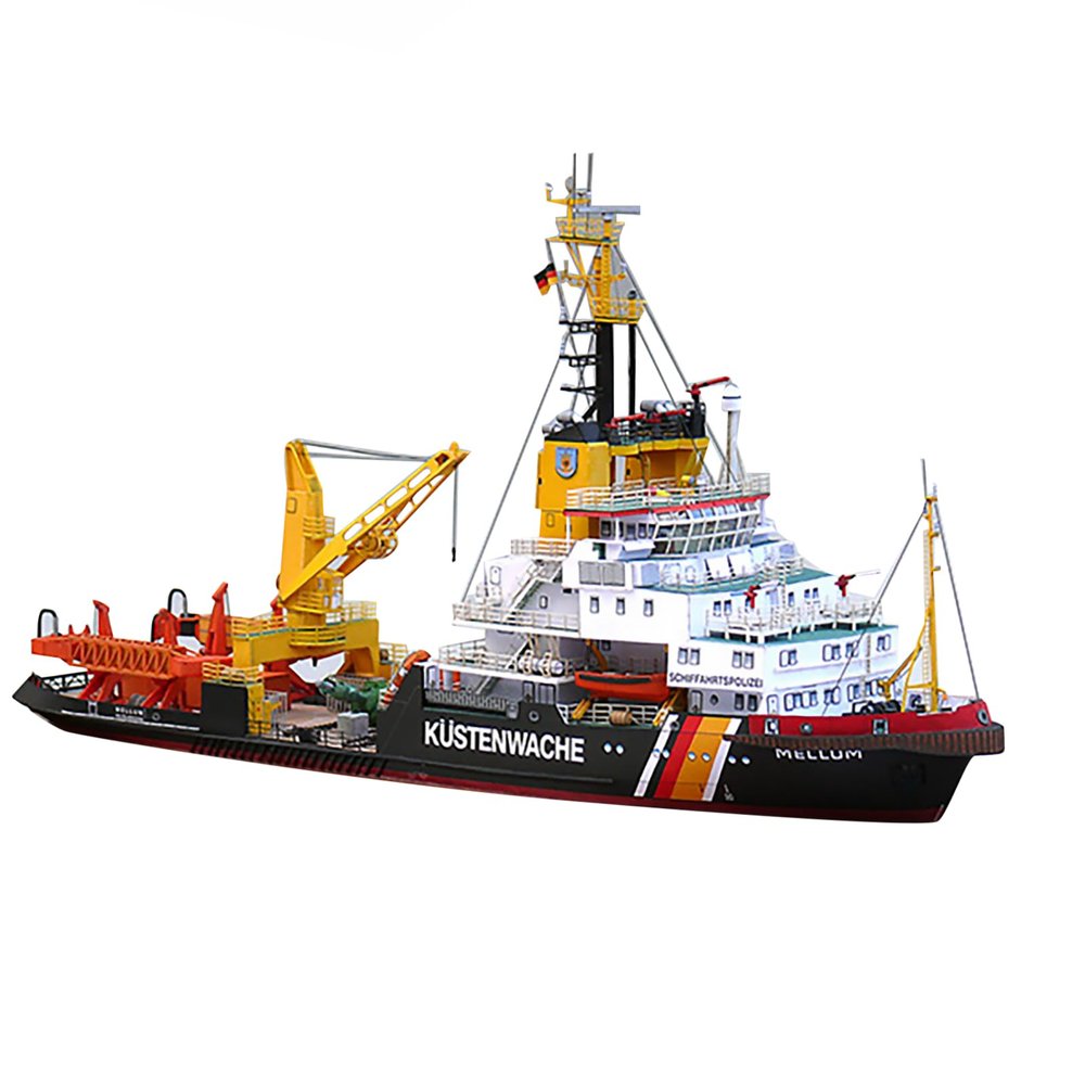 MOOKEENONE 1:250 Ship Paper Model Germany Mellum Coast Guard Environment Monitoring Ship Model DIY Kit(Unassembled Kit)