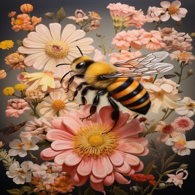 DIY Stamped Cross Stitch Kits for Beginners Easy Bumble Bee in Flower 11CT Needlepoint Embroidery Counted Cross Stitch Kits Art Craft Wall Decoration and Gift 30x40cm(2)
