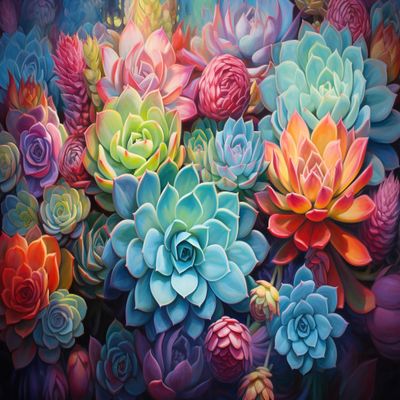 DIY Stamped Cross Stitch Kits for Beginners Easy Watercolor Succulent Plant 11CT Needlepoint Embroidery Counted Cross Stitch Kits Art Craft Wall Decoration and Gift 30x40cm(4)
