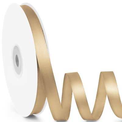 Quhora 3/8" x 50 Yards Satin Ribbon - Champagne Gold Silk Ribbon with Spool - Ideal for Gift Wrapping, Floral Bouquets, Crafts, Wedding Party Decorations, Christmas and Sewing Projects