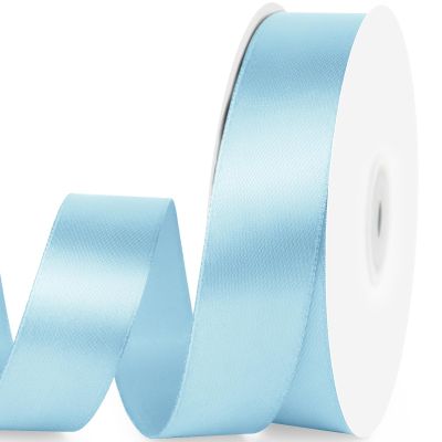 Quhora 1" x 50 Yards Satin Ribbon - Light Blue Silk Ribbon with Spool - Ideal for Gift Wrapping, Floral Bouquets, Crafts, Wedding Party Decorations, Christmas and Sewing Projects