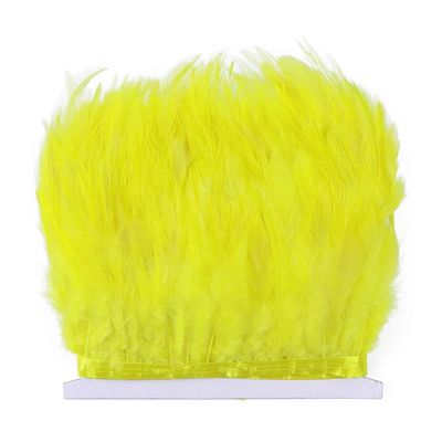 5/10 Yard Rooster Hackle Feather Trims Fringes 4-6 Inch Saddle Feather Ribbons Party Dresses Decoration Accessory Yellow 5 Yard