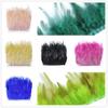 5/10 Yard Rooster Hackle Feather Trims Fringes 4-6 Inch Saddle Feather Ribbons Party Dresses Decoration Accessory Yellow 5 Yard view 3