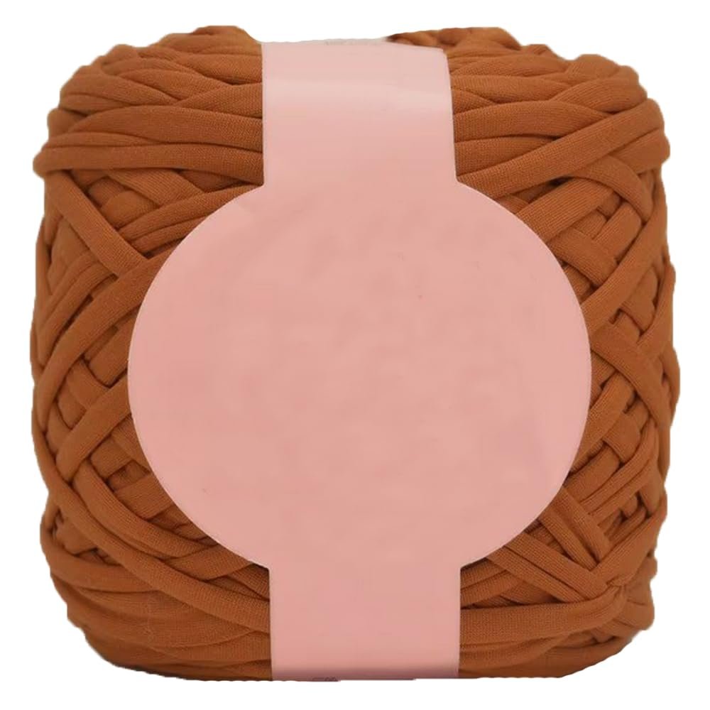 280g Elastic Fabric Cloth T-Shirt Yarn for Hand DIY Bag Basket Carpet Cushion Crocheting Projects (Red Brown)