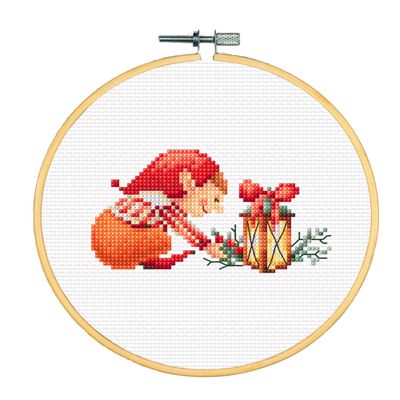 DUTCH STITCH BROTHERS Embroidery Kits - Counted Cross Stitch Set with 6 Inch Hoop. 14 Count Aida Fabric. Ideal Embroidery Kits for Beginners. Christmas Theme. DSB043A