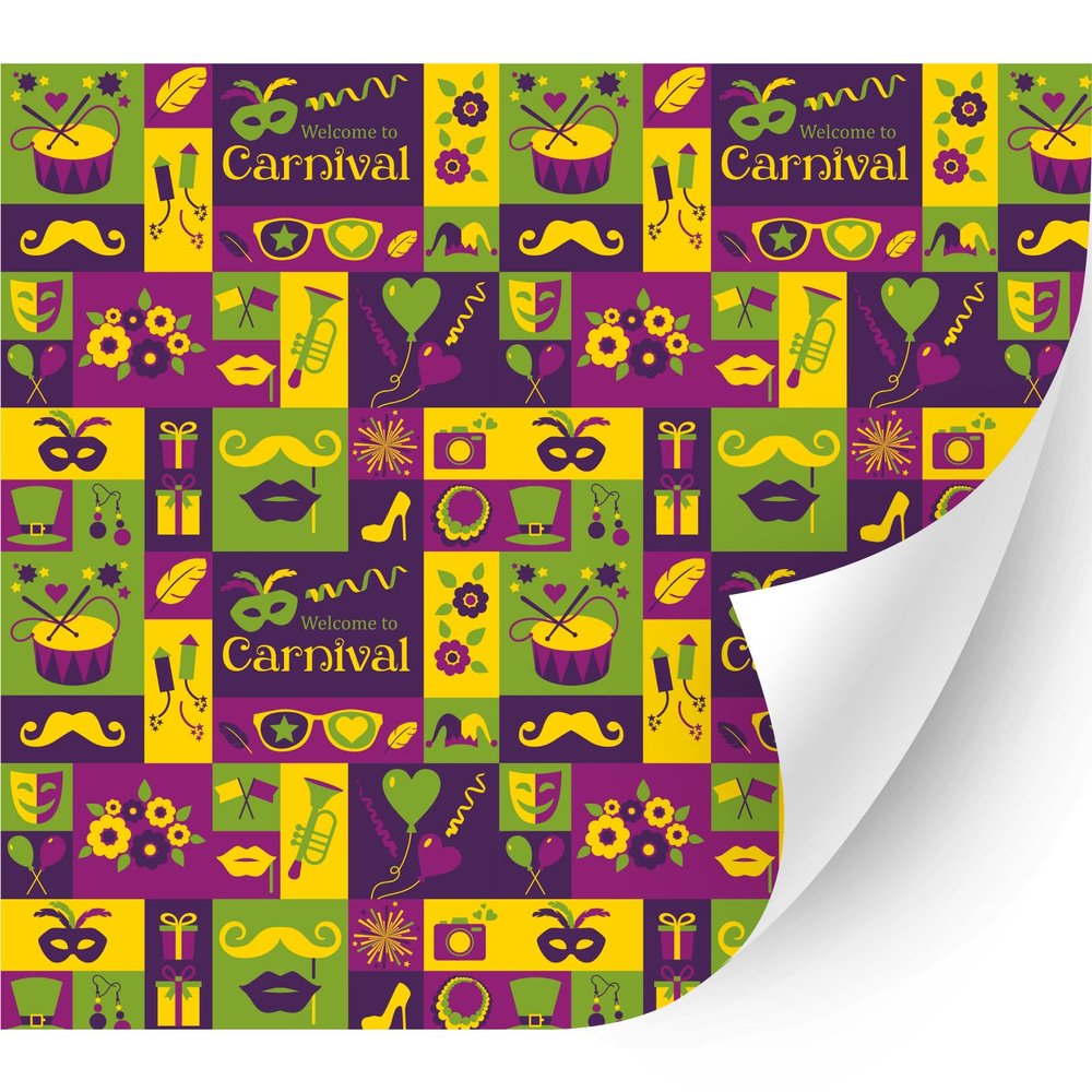 HTV4U Mardi Gras Patterned Adhesvie Vinyl (Mardi Gras Carnival Card, 13.5" x 12") - Glass, Window Decoration Decal Stickers, Craft Idea, Die Cutter