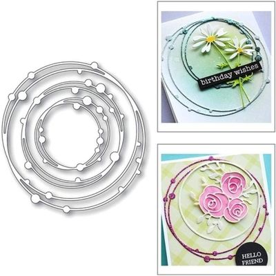 3D Spotted Line Circle Nesting Frame, Metal Cutting Die Circle Lace Die Cutting, DIY Craft Die Cutter Set Cutting Dies for Making Cards Scrapbook Albums Die-Cutting and Embossing