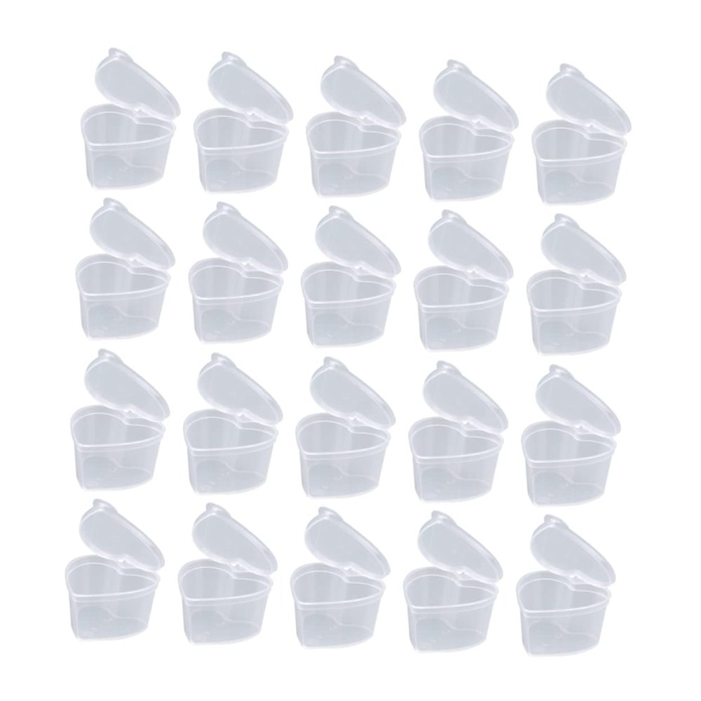 Anneome 50pcs Heart Shape Storage Boxes Transparent Pp Jewelry Organizer DIY Sealing Case Heart Shaped Mini Boxes for Counter